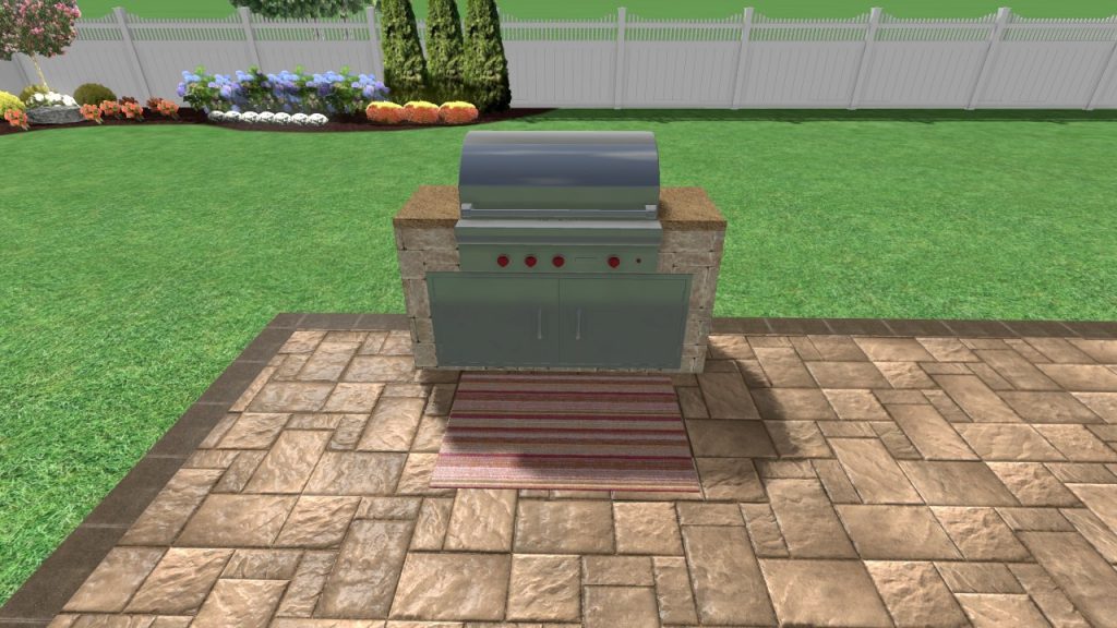 outdoor bbq installation. Deliciously grilled ribs with homemade barbecue sauce, perfect for an outdoor gathering