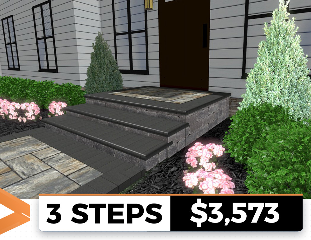 Carefully placed natural stone steps that create an elegant entrance