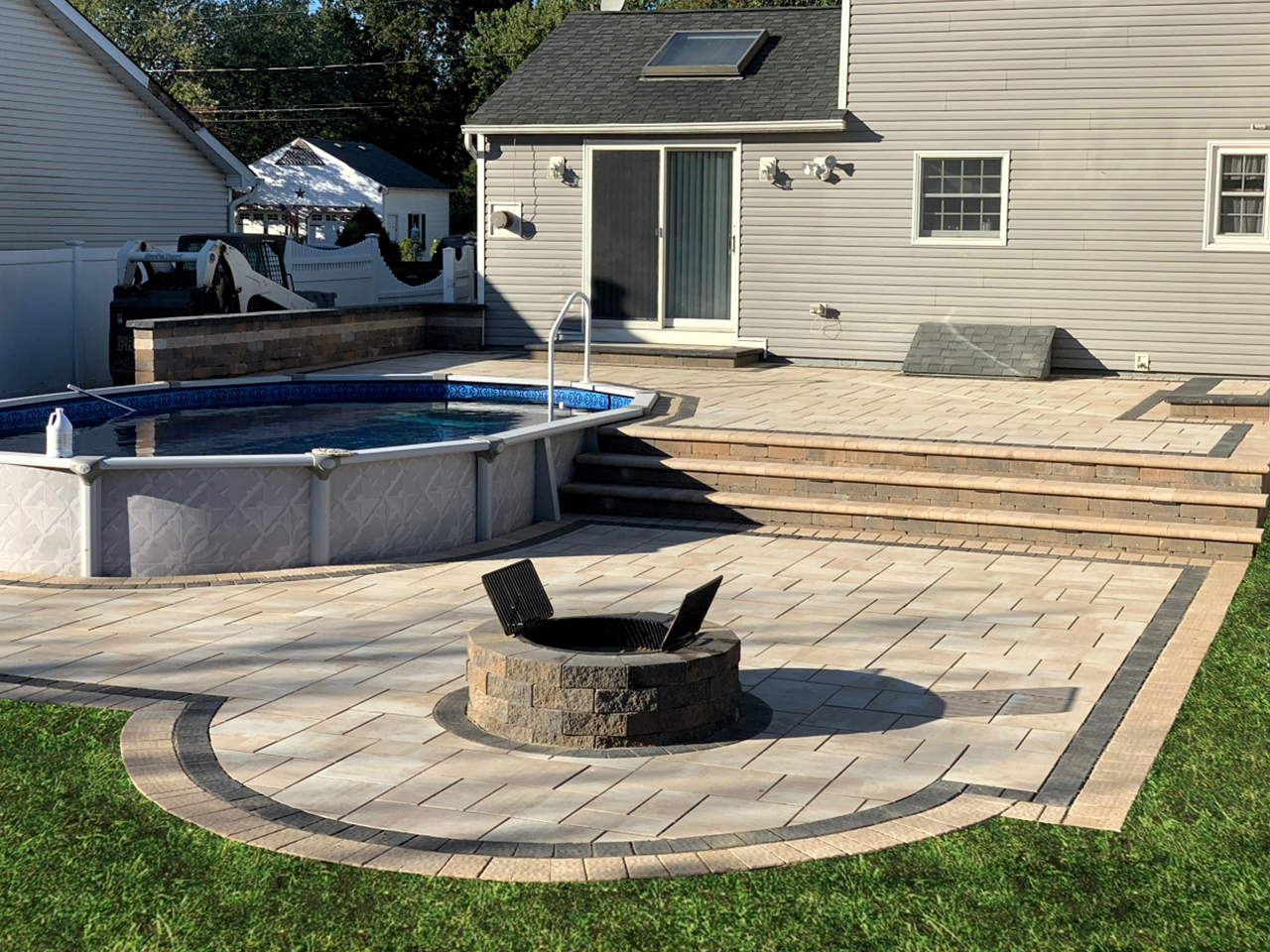 A meticulously constructed fire pit installation by Affordable Patio, showcasing their attention to detail and quality workmanship