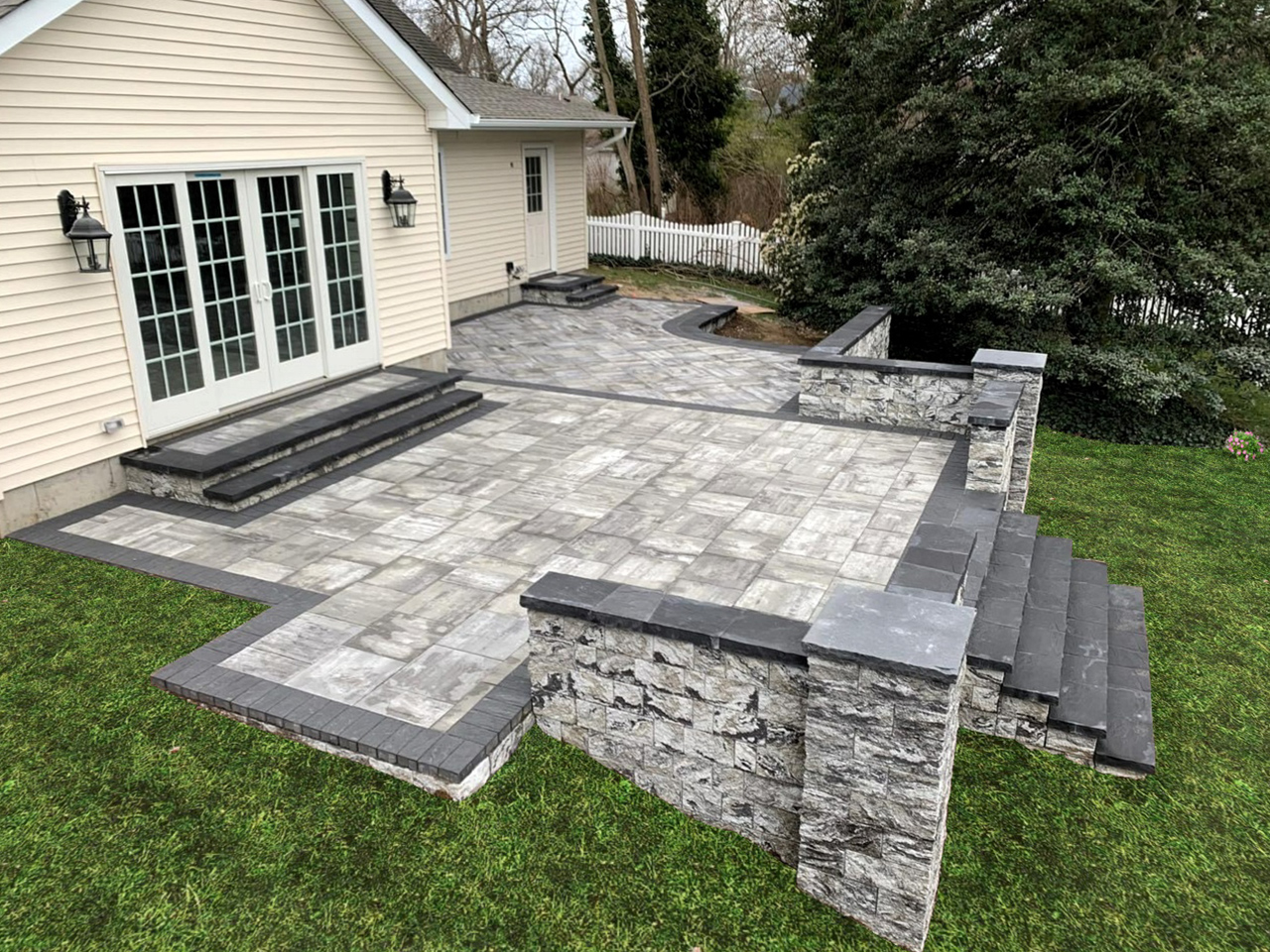 Natural stone steps that enhance accessibility and comfort when moving around the outdoor area
