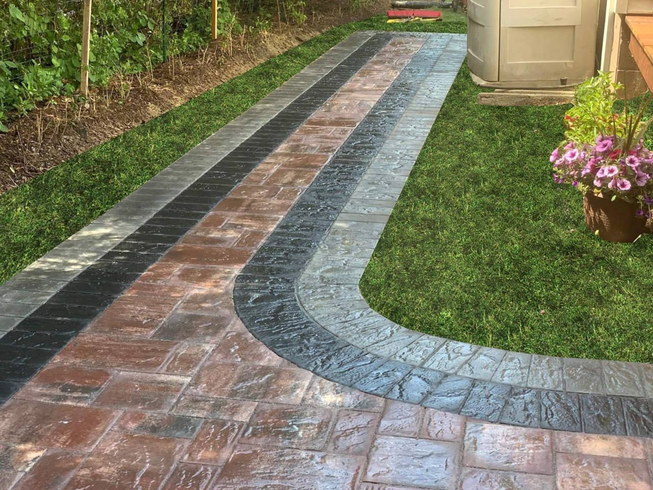 paver walkway installation. A transformed outdoor space with a professionally installed patio walkway by Affordable Patio, enhancing the overall aesthetic