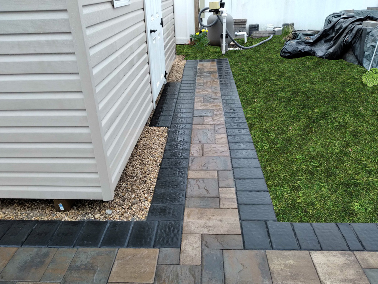 paver walkway installation. An inviting walkway in a patio, showcasing Affordable Patio's expertise in creating harmonious outdoor spaces