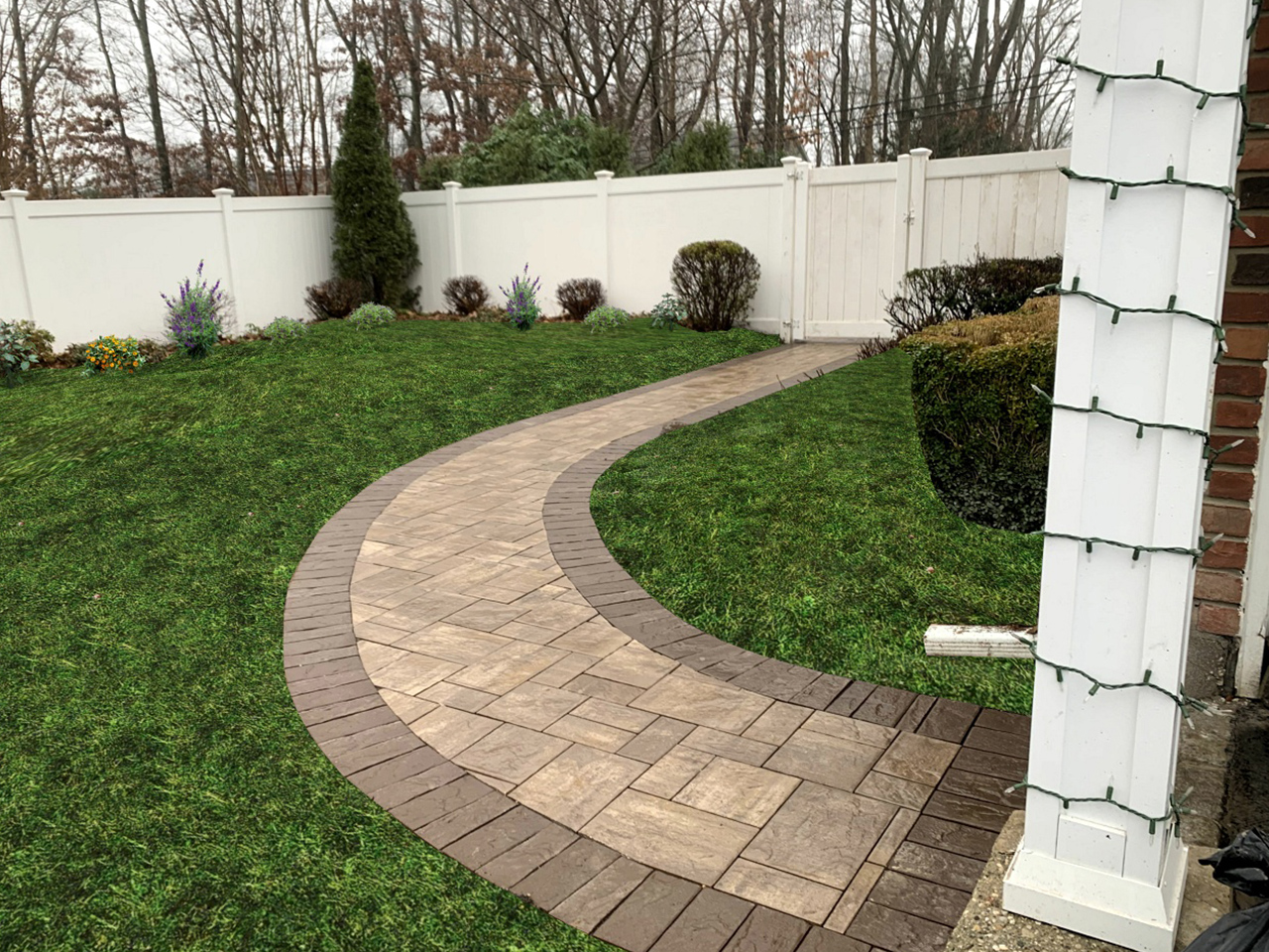 paver walkway installation. A picturesque pathway created by Affordable Patio, guiding visitors through a serene garden setting