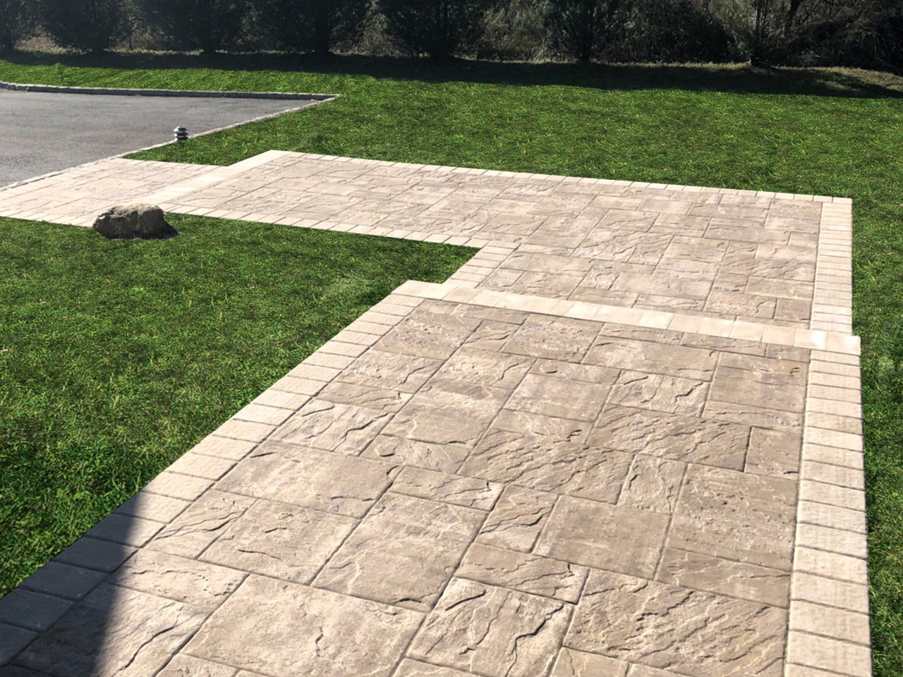paver walkway installation. A picture-perfect patio walkway by Affordable Patio, demonstrating their expertise in creating functional and visually appealing outdoor spaces