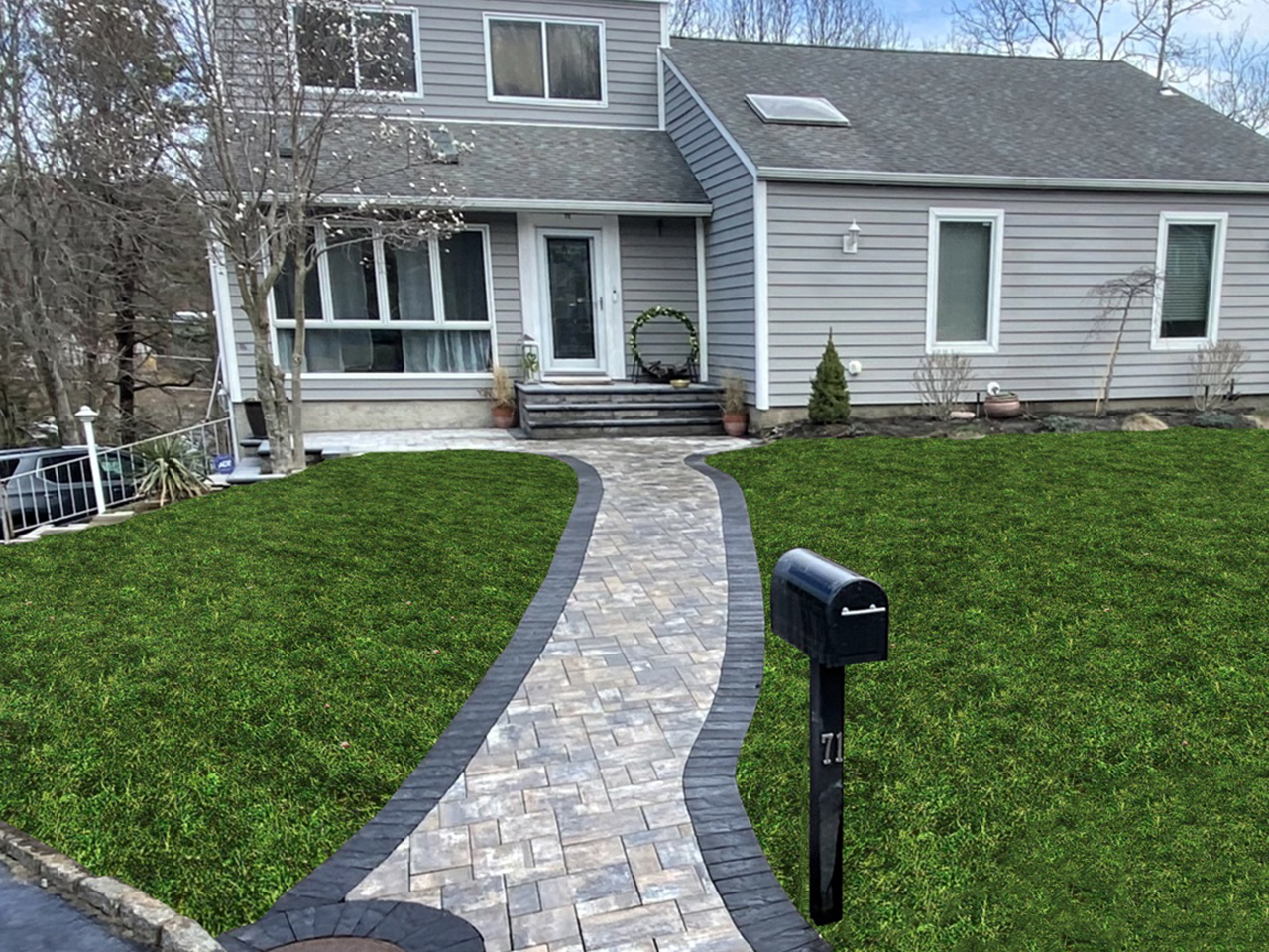 paver walkway installation. Exquisite patio work by Affordable Patio, showcasing a meticulously designed walkway that seamlessly blends with the surroundings