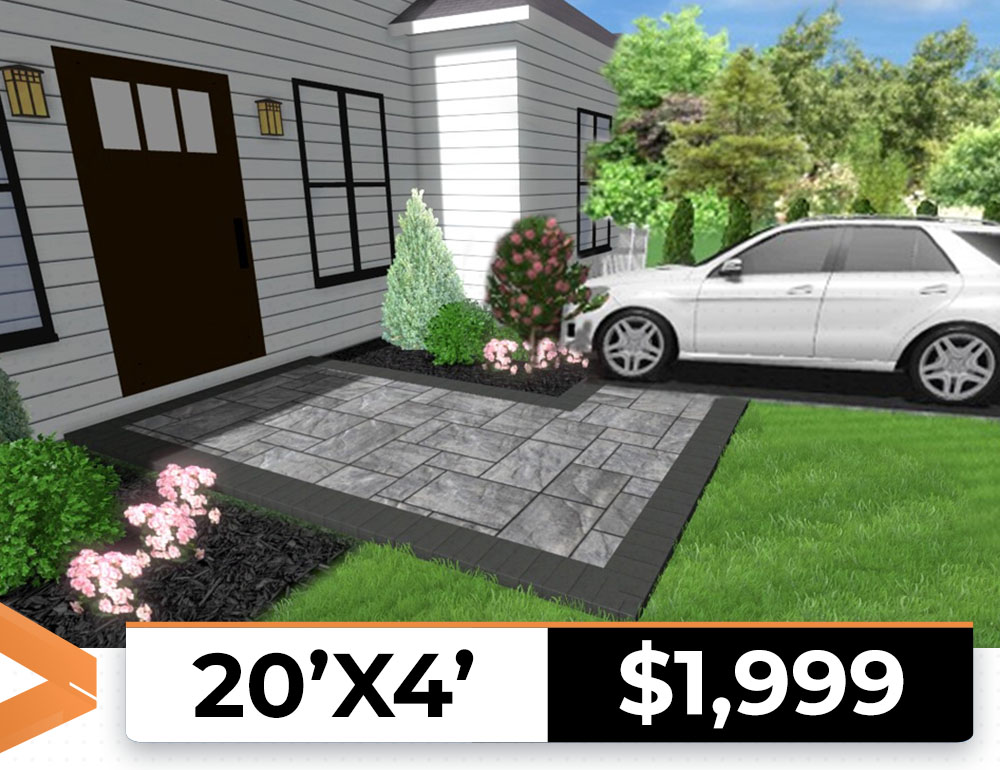20x4 render walkway design with elements and price tag