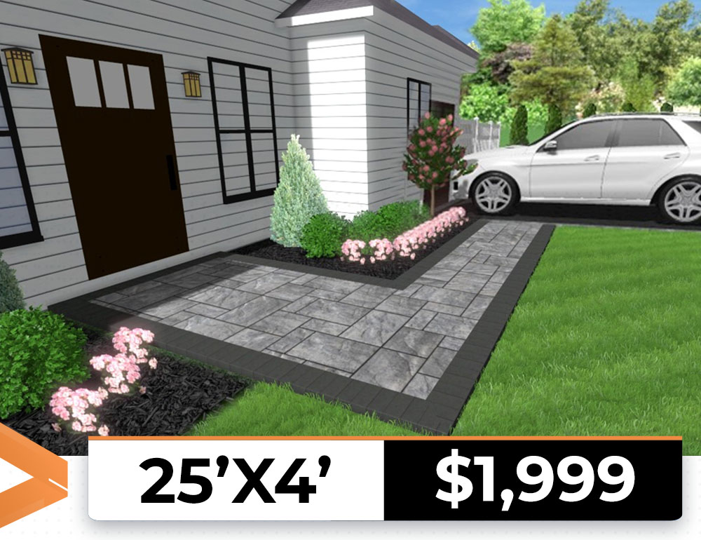 25x4 render walkway design with elements and price tag