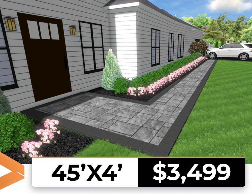 45x4 render walkway design with elements and price tag