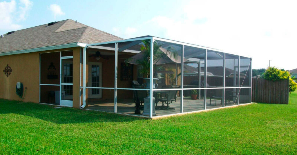 damaged lanai screen after Florida storm