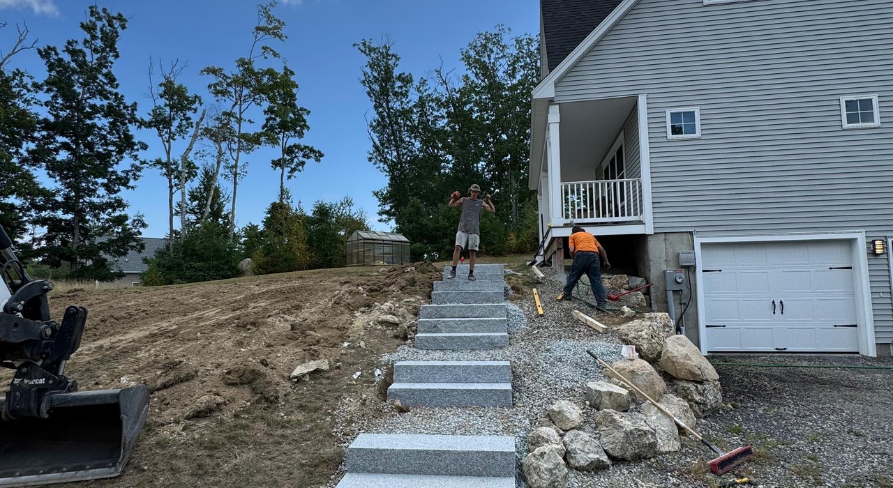 granite steps installation in Derry
